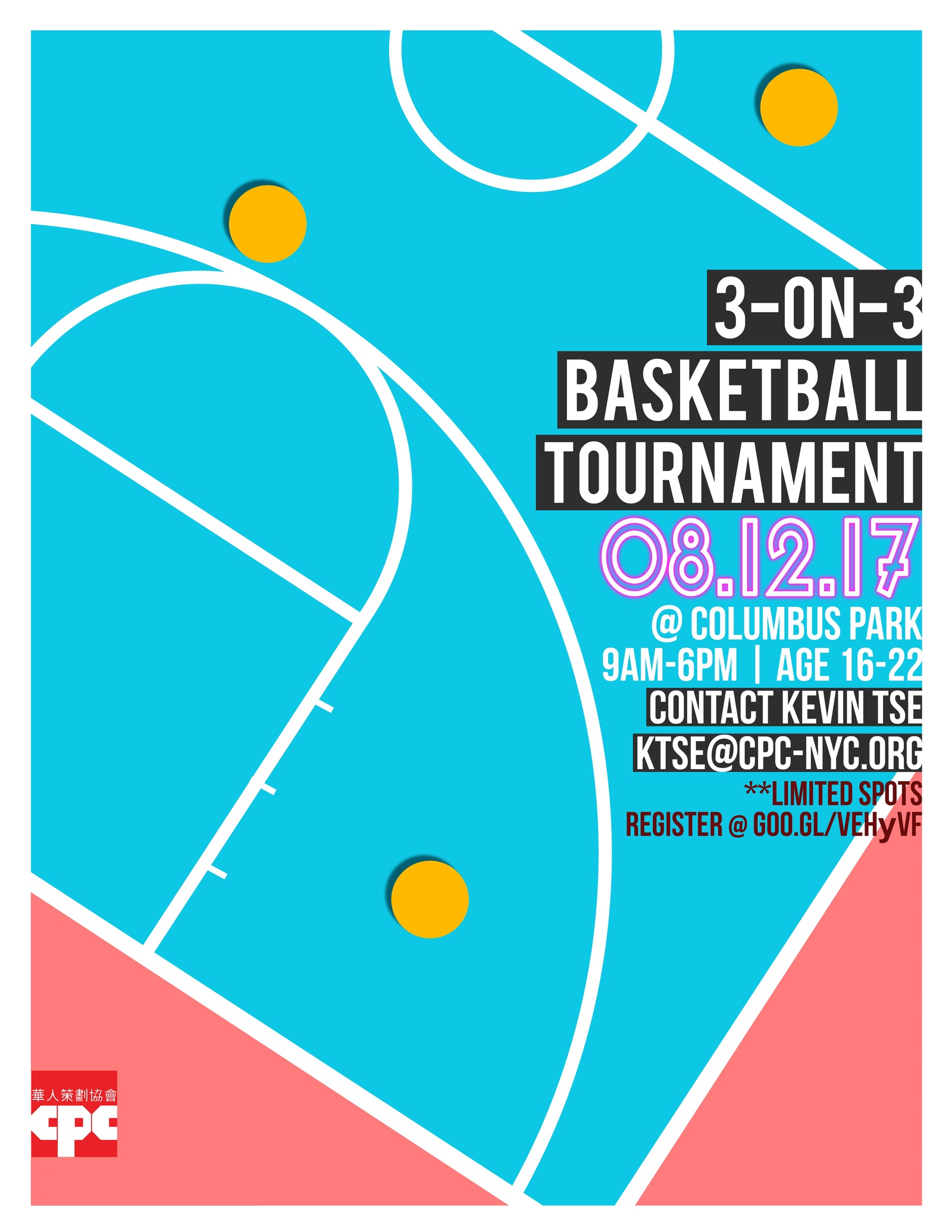 CPC 3-on-3 Basketball Tournament August 19th 2017