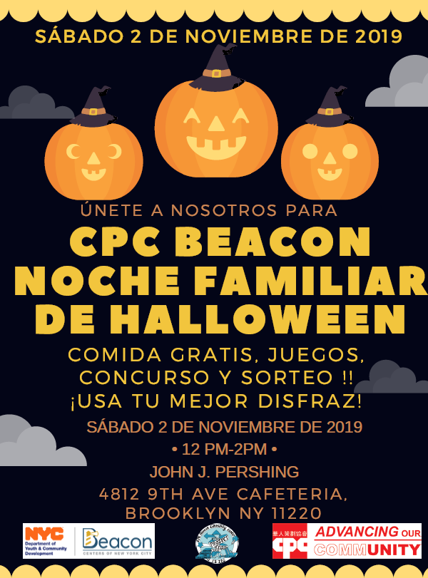 Únase al Centro Comunitario CPC Beacon en I.S. 220 para nuestra Noche familiar anual de Halloween. 