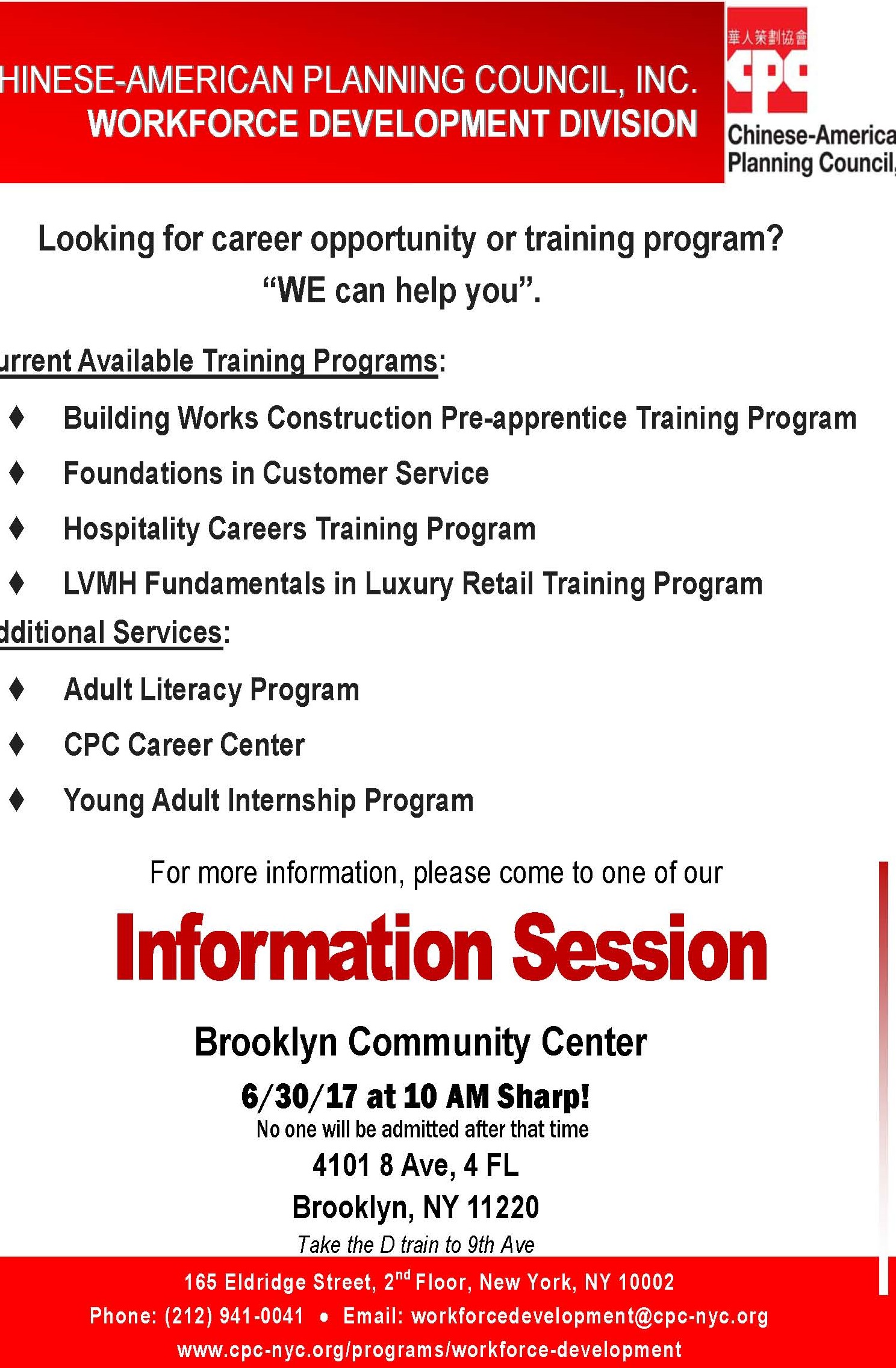 Workforce Development Division Brooklyn Information Session Overview