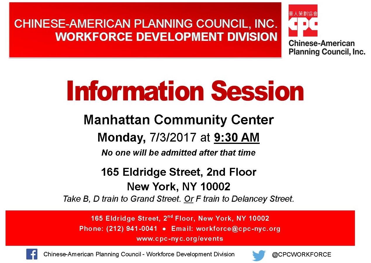 Workforce Development Division Manhattan Information Session