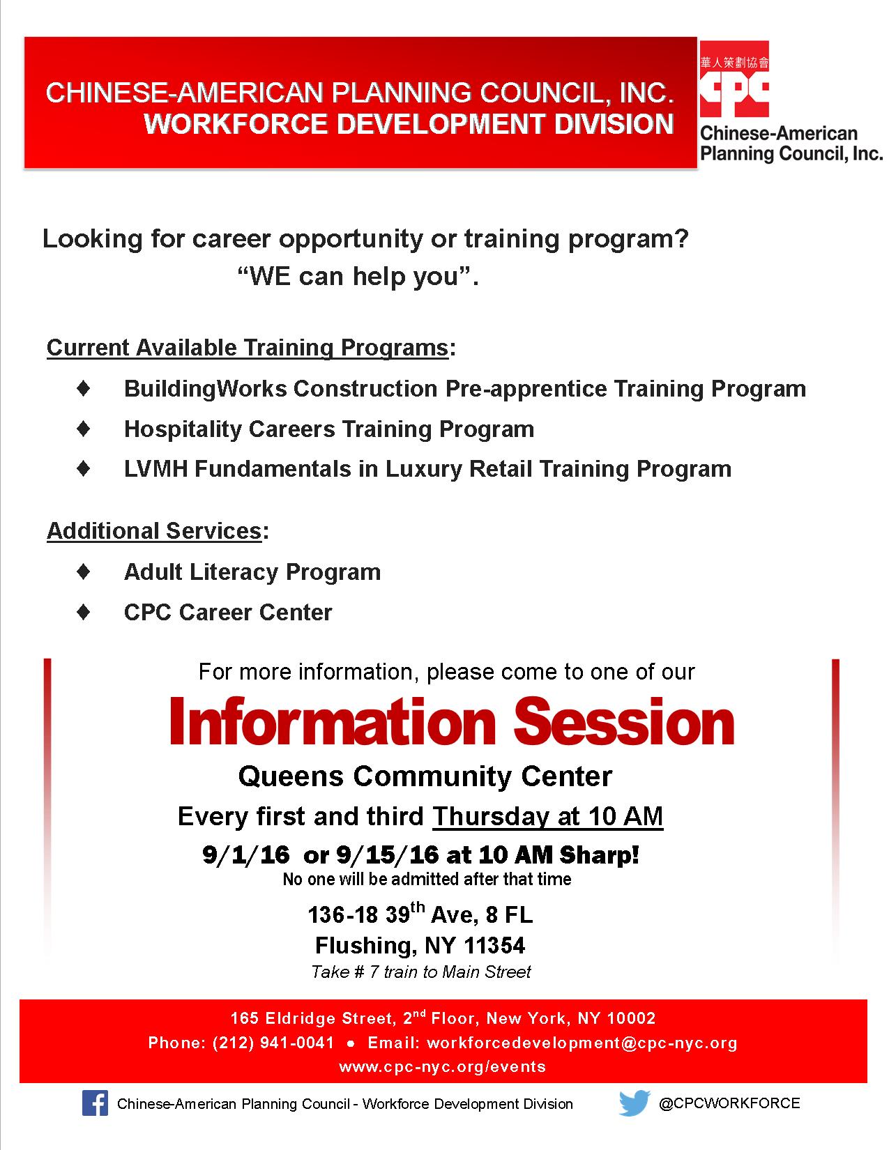Workforce Development Division Queens Information Session 2016-09-01 15 ...