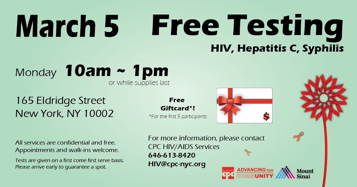 Free HIV and STDs Testing 愛滋及性病免費檢測