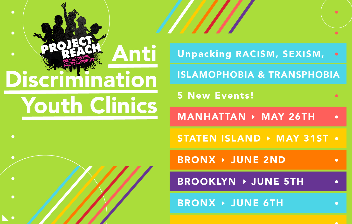 Project Reach - May-June 2017 Youth Clinics On Anti-Discrimination In All 5 Boroughs