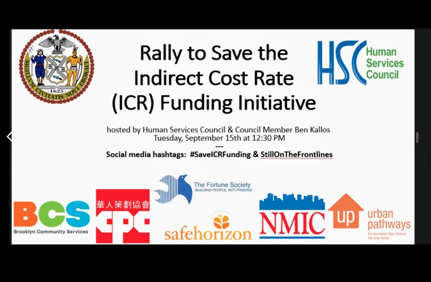 CPC Rallies with Nonprofits to Save the Indirect Cost Rate - Presentation Slide 1