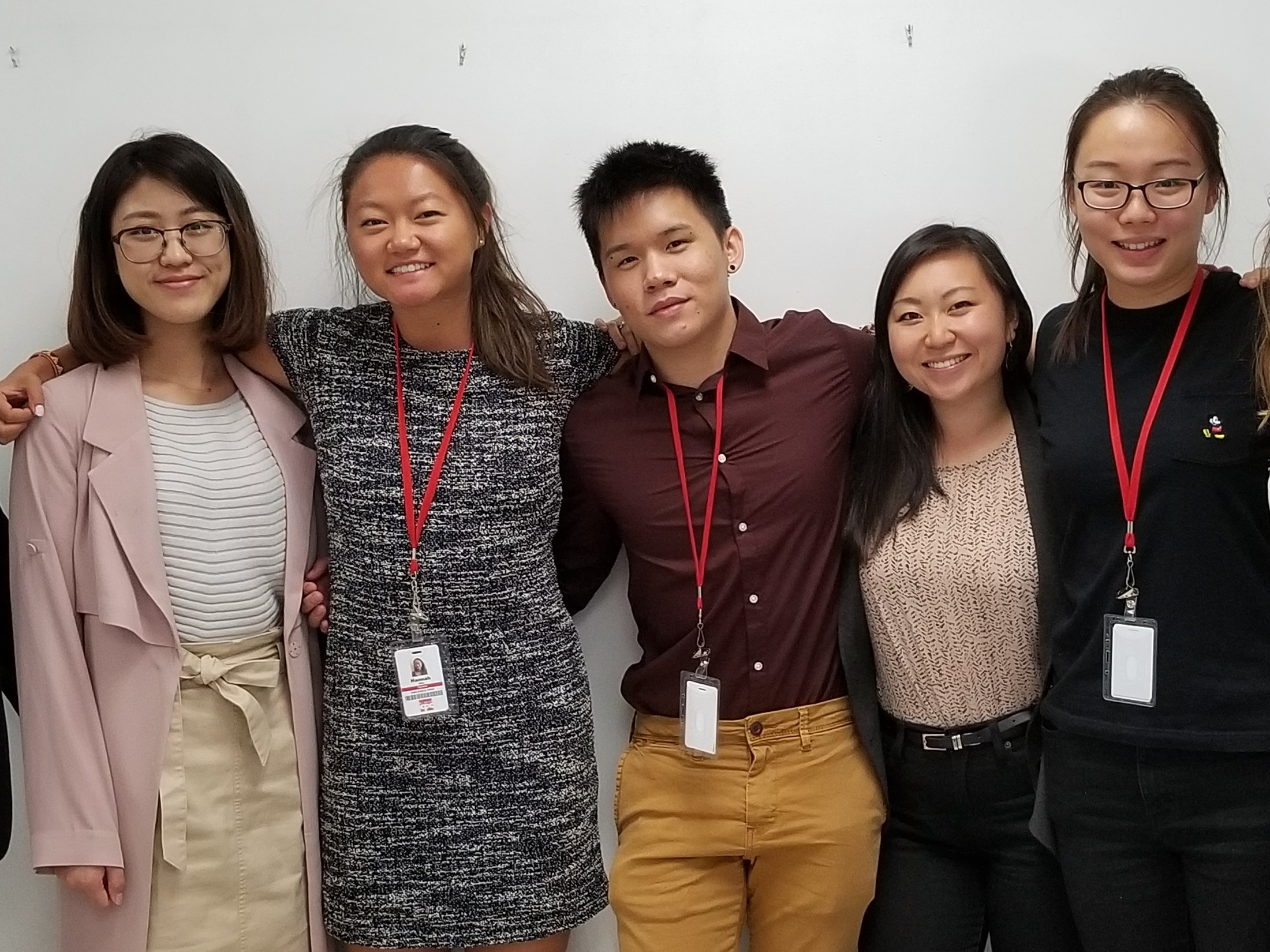 Summer Interns Group photo: Left to right:  Vicky Zhong, Hannah Stiles, Welton Huang, Stephanie Chan, & Annie Chen