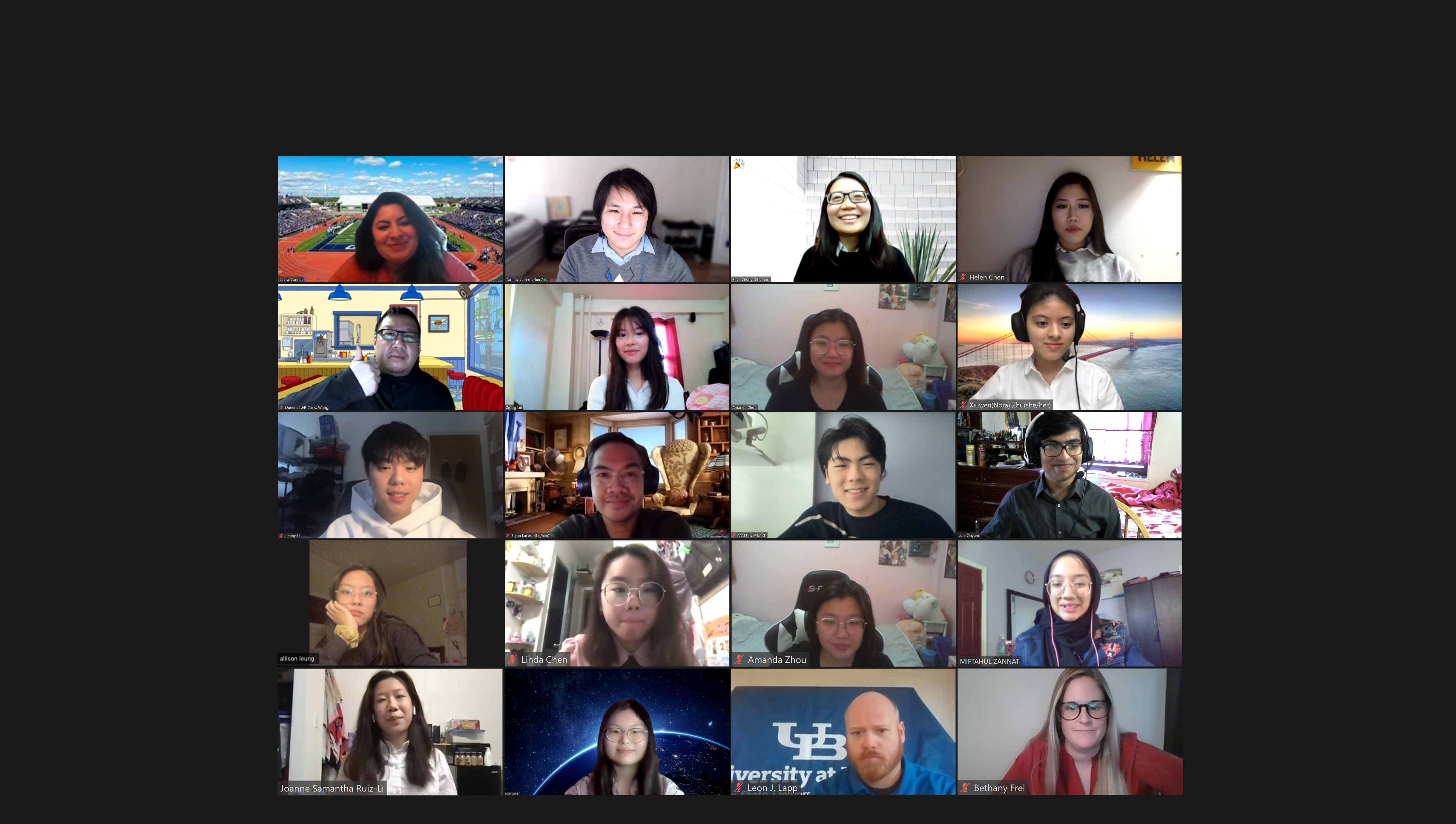 Screenshot of Zoom meeting with UB admissions officers and CPC youth and staff