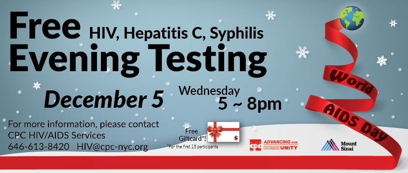 Free HIV and STDs Testing 愛滋及性病免費檢測 Dec 5th Free HIV and STDs Testing 愛滋及性病免費檢測 Dec 5th
