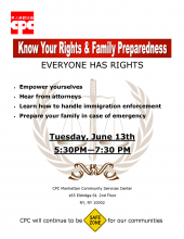 Know Your Rights & Family Preparedness Workshop Flyer