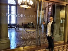 Sky Zheng in front of Senate Chamber