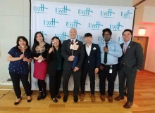 CPC staff (Jeff Lau in the center) celebrating Jeff's award and UNH's 100th Anniversary