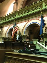 CPC Staff tests Speaker Heastie's gavel in the Assembly Chamber