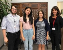 Policy interns Miller White and Sophia Zheng; with Carlyn Cowen, Chief Policy and Public Affairs Officer, and Amy Torres, Director of Policy and Advocacy.