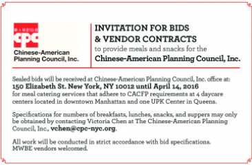 Invitation for Bids & Vendor Contracts to Provide Meals for CPC