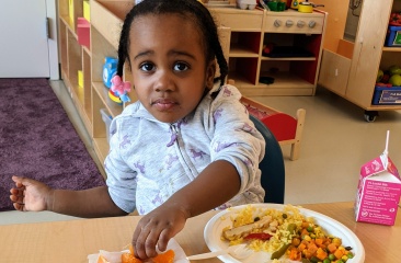 Youngster enjoys lunch