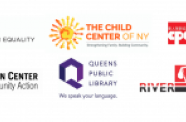 logo of collaborative partners including CPC, Queens Library, Child Center of NY, Asian Americans for Equality, and MinKwon