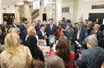 Tommy Lam speaking at the Youth Rally Against Hate