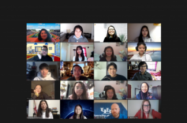 Screenshot of Zoom meeting with UB admissions officers and CPC youth and staff